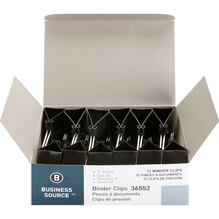 Business Source CLIP, BINDER, LARGE, 12PC, BK, PK12 BSN36552