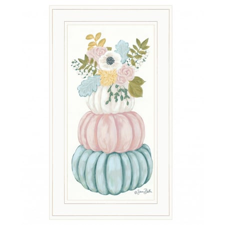 Homeroots Floral Pumpkins White Framed Print Wall Art 407291