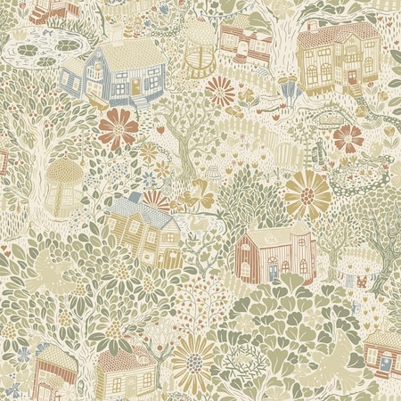 A-Street Prints Bygga Bo Neutral Woodland Village Wallpaper 4111-63001
