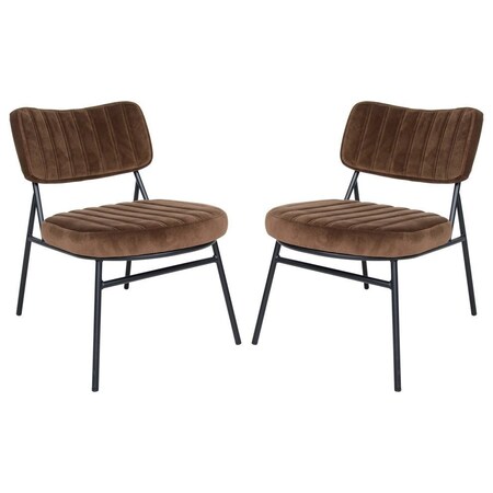 Leisuremod Marilane Velvet Accent Chair with Metal Frame, Coffee Brown, 2PK MA29BR2