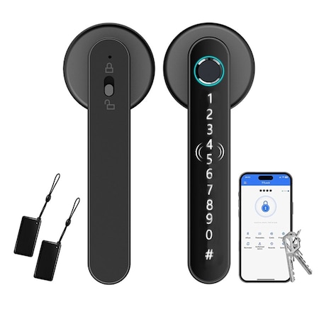 Wrightmaster 5 in 1 Corded Zinc Smart Lock Deadbolt, Keyless Entry Door Lock with Fingerprint Digital, APP Contr ZR-H02CT-BK