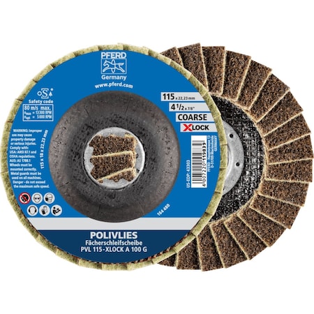 Pferd 4-1/2'' POLIVLIES AO Non-Woven Flap Disc - 7/8'' X-LOCK - Coarse Grade 43303