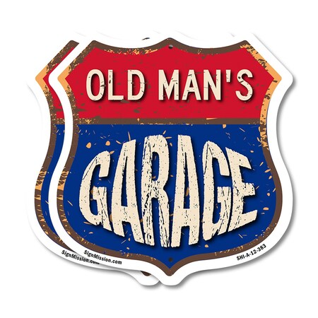 Signmission Old Man's Garage, 12 inch X 12 inch, Aluminum Metal Sign, 2PK SHI-A-2PACK-12-383-OLD MAN