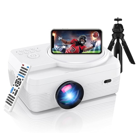 Wrightmaster 1920 x 1080 Full HD LCD Portable Projector with 12000 Lumens, 250" Display, White ZR-201S