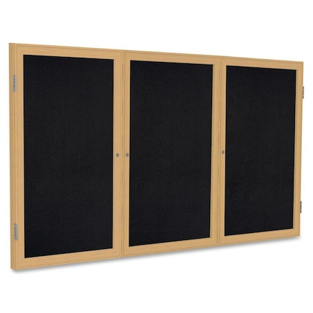 Ghent Enclosed Rubber Bulletin Board 48"x72", 3 Door PW34872TR-BK