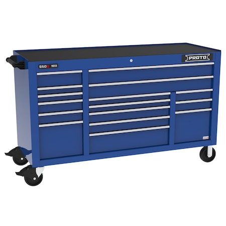 Proto 550 Series Rolling Cabinet, 16 Drawer, Blue, 67 in W x 25-1/4 in D x 41 in H J556741B-16BLPD
