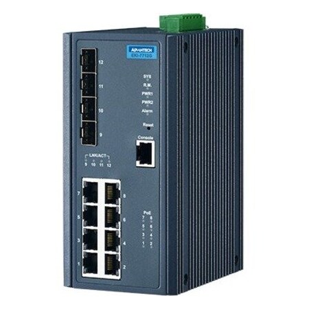 Advantech 8G+4SFP with POE wide temp EKI-7712G-4FPI-AE