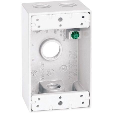 Southwire Single Gang 1/2'' 4-Hole White Weatherproof Junction Box WB1450W-UPC