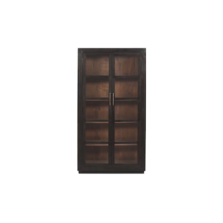 Homeroots 42in Dark Gray Solid Wood Frame China Cabinet With Five Shelves 489037