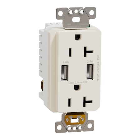 Square D Usb Charger + Socket-Outlet, 20 A Socket SQR55241LA