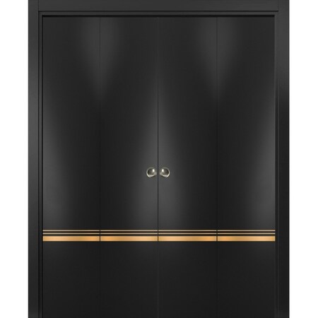 Sartodoors Sliding Closet Double Bi-fold Doors Planum 2010 Black Solid Core Modern Interior PLANUM2010DBF-BLK-72 x 96 (4* 18x96)
