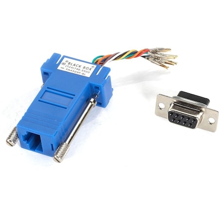 Black Box Black Box DB9 to RJ45 Serial Modular Adapter, DB9 Female to RJ45 Female, Blue FA4509F-BL