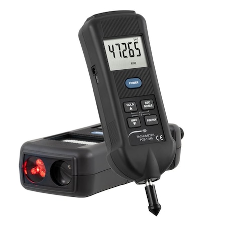 Pce Instruments Tachometer-stroboscope, measures 5-99,999 RPM (optical/contact) with LED strobe and Type-K input PCE-T 240