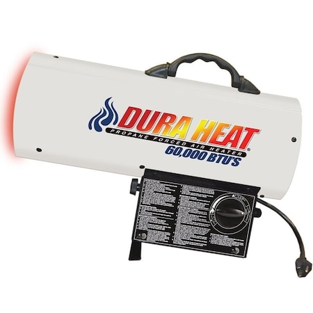 Dura Heat Forced Air Heater, 20 lb Fuel Tank, Liquid Propane, 30000/40000/60000 Btu, 99 % Efficiency GFA60A
