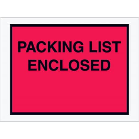 Zoro Select Packing List Envelopes, Red, PK1000 PL413