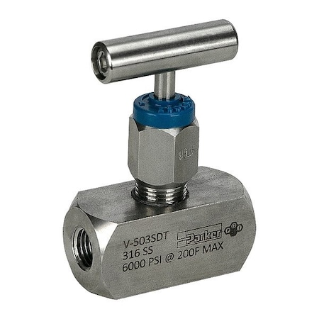 Parker Needle Valve, 1/4 in Pipe, FNPT x FNPT V-503SDT