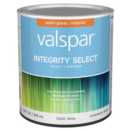 Valspar Integrity Select Paint & Primer Semi-Gloss Interior Paint Wht 1 Qt. 028.0053000.005