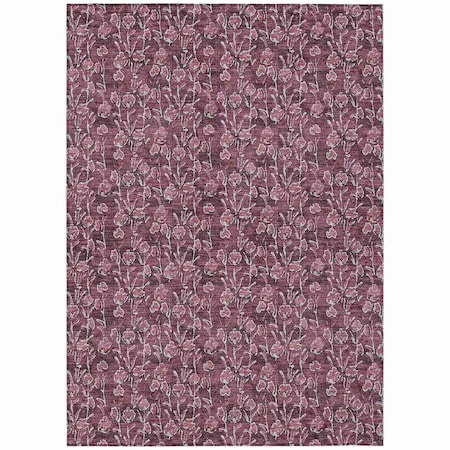 Homeroots 9' X 12' Merlot Mauve And Ivory Floral Washable Indoor Outdoor Area Rug 581904