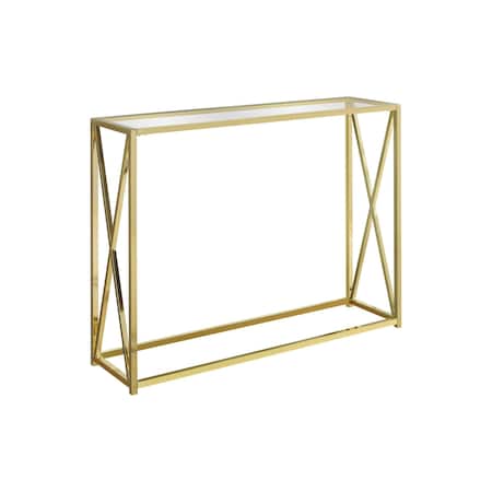 Homeroots 42" Clear And Gold Glass Frame Console Table 333202