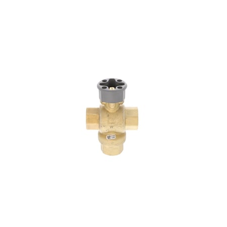 Honeywell Control Ball Valve - 3/4" NPT, 3-Way, 7 Cv, Brass, HVAC Mixing/Diverting VBN3BJPA0000