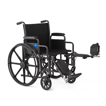 Medline 16in Wide K1 Basic Nylon Wheelchair with Swing-Back Desk-Length Arms and Elevating Leg Rests K1166N22E