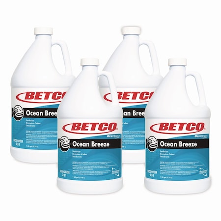 Betco BestScent Ocean Breeze Deodorizer, Ocean Breeze, 1 gal Bottle, 4PK 2310400