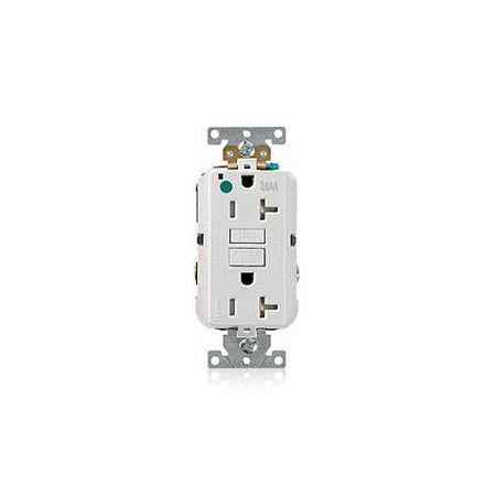 Leviton GFCI Receptacle, 5-20R, 20 A, 2 Pole, 3 Wire, Grounded GFWT2-HGW