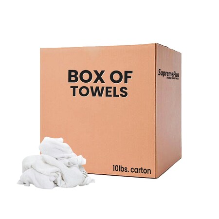 Supremeplus White Half Towel Rags 20 in x 20 in, 10 lbs. Boxes SP-3104