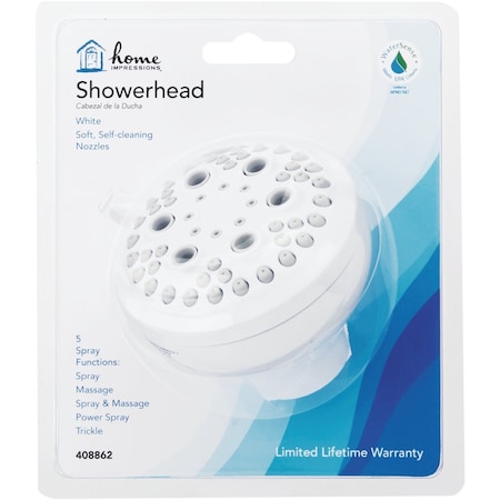 Home Impressions 5-Spray 1.8 GPM Fixed Shower Head White 722021WH