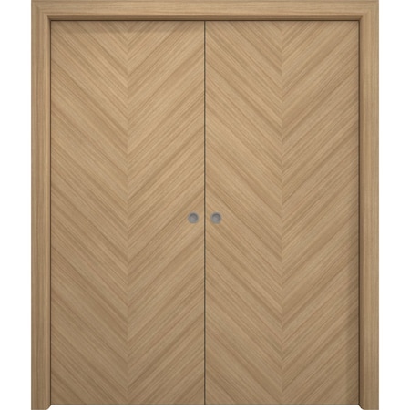 Sartodoors Sliding French Double Pocket Doors 36 x 80 inches, Ego 5005 Natural Oak, Kit Rail Hardware, Solid EGO5005DP-SNA-36