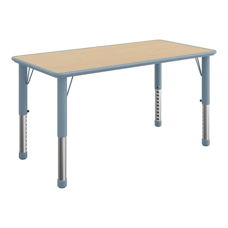 Flash Furniture Plastic Adjustable Height Classroom Activity Table-Natural/Dusty BL, 47.25x23.5 YU-YCY-060-RECT-TBL-DSTYBL-GG