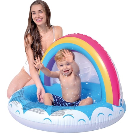 Pool Central 37 in. Inflatable Rainbow Canopy Baby Swimming Pool 35177926