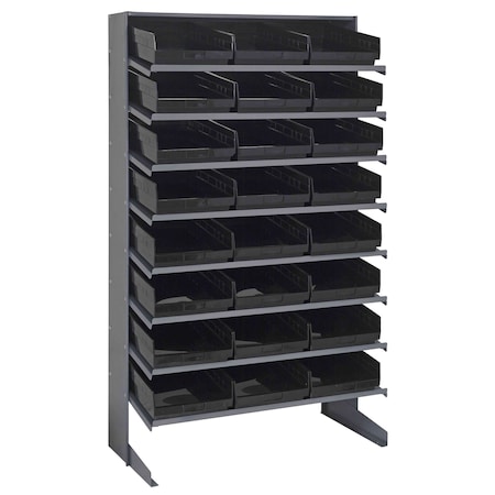 Quantum Storage Systems SINGLE SIDED PICK RACK W/24 BLACK BINS QPRS-110BK