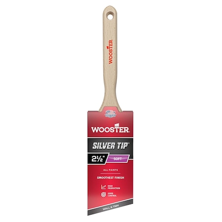 Wooster 2-1/2" Angle Sash Soft, Silver CT Polyester Bristle, Paint Brush, Wood Handle 5221-2 1/2