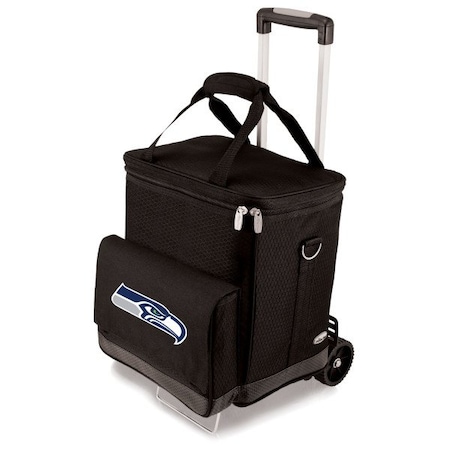 Picnic Time Family Of Brands NFL Seattle Seahawks - Cellar 6-Bottle Wine Carrier & Cooler Tote with Trolley 660-85-179-284-2