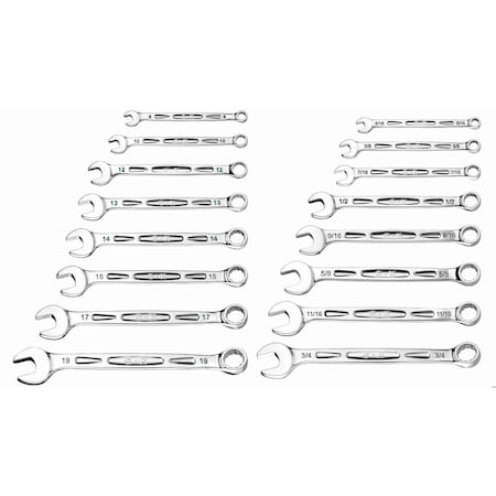 Sk 16 Piece Metric/SAE Combination Wrench Set - Small Sized EVA SK01368