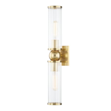 Hudson Valley Lighting Malone 2 Light Wall Sconce 4.5 In. Aged Brass 5272-AGB