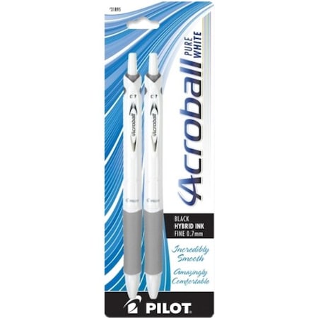 Pilot Acroball Pens, Retract, .7mm, 2/PK, WE-Asst Barrel/BK Ink PK PIL31895
