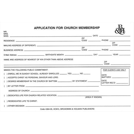 Made-To-Stick Form Application For Church Membership MA3289058