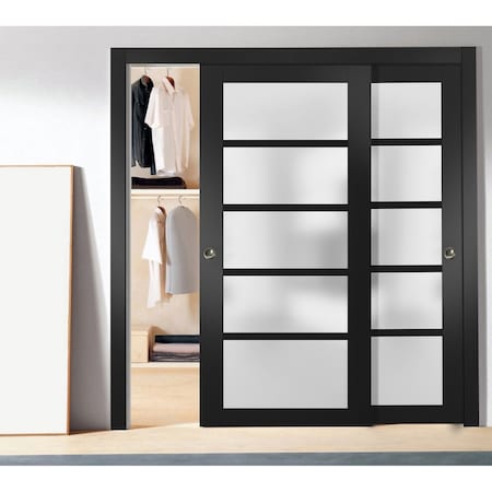 Sartodoors Closet Bypass Interior Door, 48" x 84", Black QUADRO4002DBD-BLK-4884