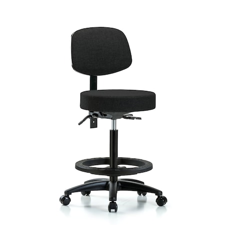 Blue Ridge Ergonomics Bench Stool, Hi, Fab, Bk, Tilt, BF, Cast, Blk BR-FHBST-RG-T1-BF-RC-F42