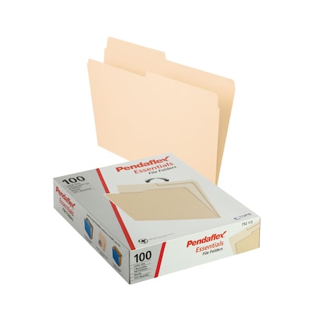 Pendaflex File Folders, Letter Size, Manila, 1/2 Cut, Box of 100, 100PK 752 1/2