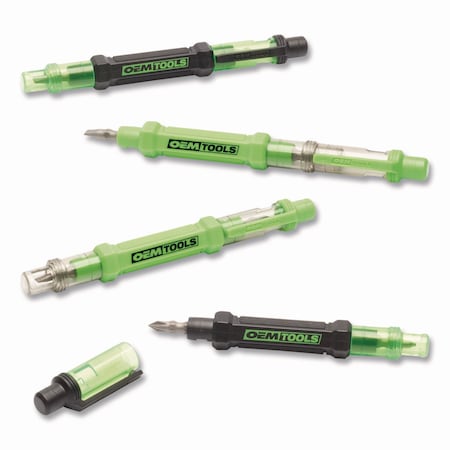Oemtools Pen-Style Screw/Nut Driver, Phillips/Slotted Bits, Metric Sockets, 5.38in Long, 4PK 22537
