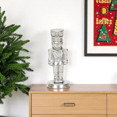 Homeroots 6" Silver Cast Iron Christmas Nutcracker Hand Painted Figurine 634486