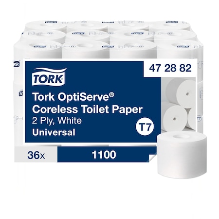 Tork Coreless, 2 Ply, 1,100 Sheets, White, 36 PK 472882