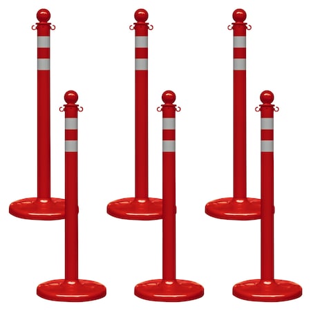 Mr. Chain Red Reflective Medium Duty Stanchion (6-Pack) 96451-6