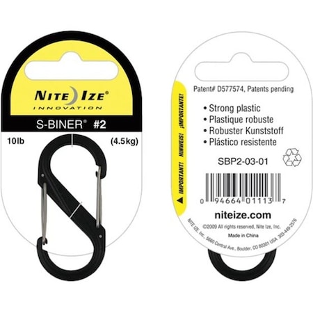 Nite Ize Carabiner Clip, 2 In., Plastic, Black SBP2-03-01BG