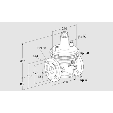 Honeywell Kromschroder Gas Pressure Regulator, VGBF 50F10, 10–30 mbar, Thread/Flange, EU Cert KS86048210