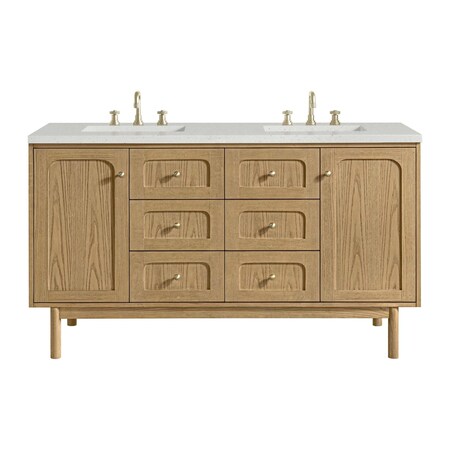 James Martin Vanities Laurent 60 in. Double Vanity, Light Natural Oak, w/ 3 CM Lime Delight Quartz Top 545-V60D-LNO-3LDL