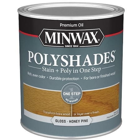 Minwax Waterbased Polyurethane Stain, Gloss, Liquid, Honey Pine, 1 qt, Can 61410444